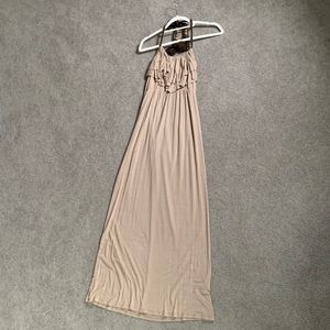 Long Beige Halter Dress w/ Rope Tie